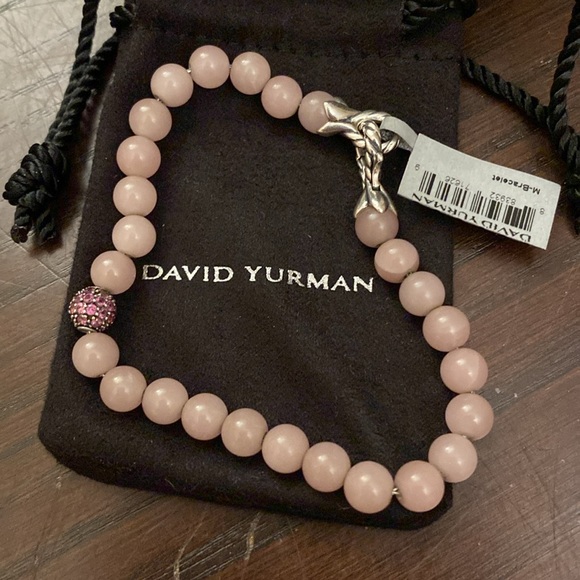 DAVID YURMAN SILVER 6mm GUAVA QUARTZ GARNET BEADS SPIRITUAL